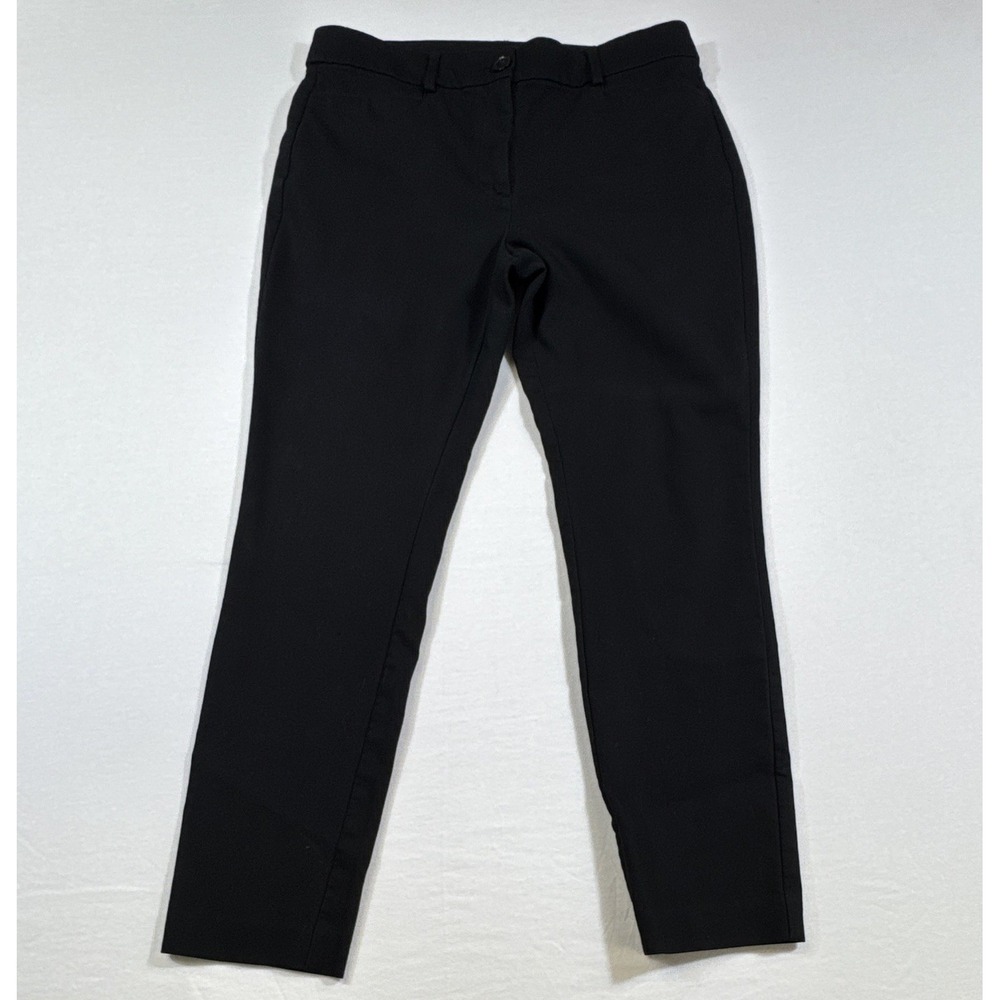 LOFT Women's Black Skinny Dress Pants Flat Front Solid Cotton Blend Washable